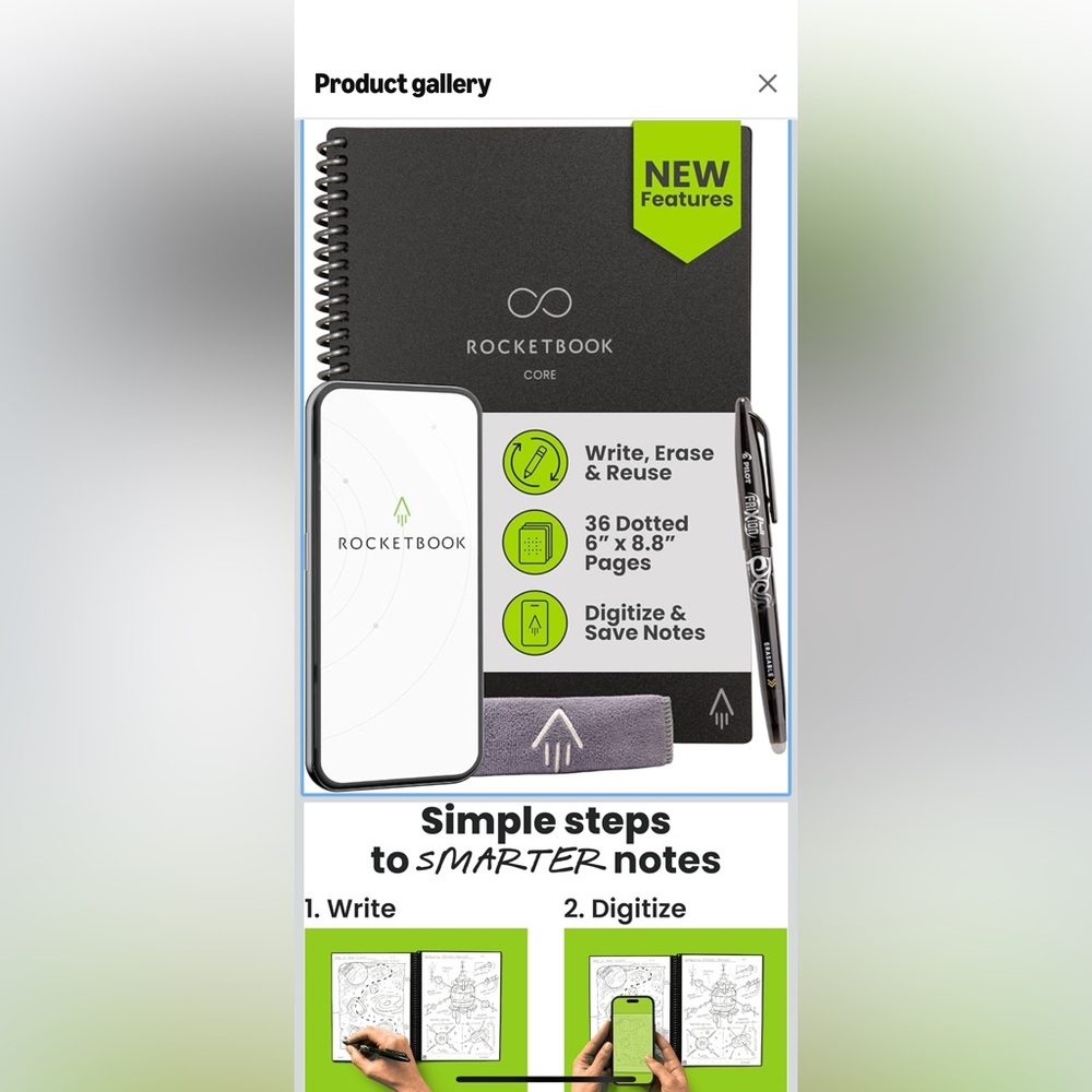 Rocketbook Reusable Smart Notebook, Executive Size 6x8.8, Black
New in Box